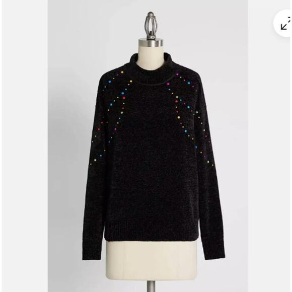 NWT ModCloth Deck The Halls With Glitz Mock Neck Sweater Size Small - Picture 1 of 7